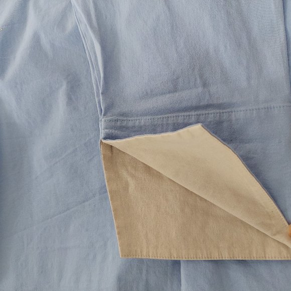 Togo Light Blue Cotton Shirt, 3/4 Sleeve 2 Color Cuffs, Size M - Picture 6 of 8